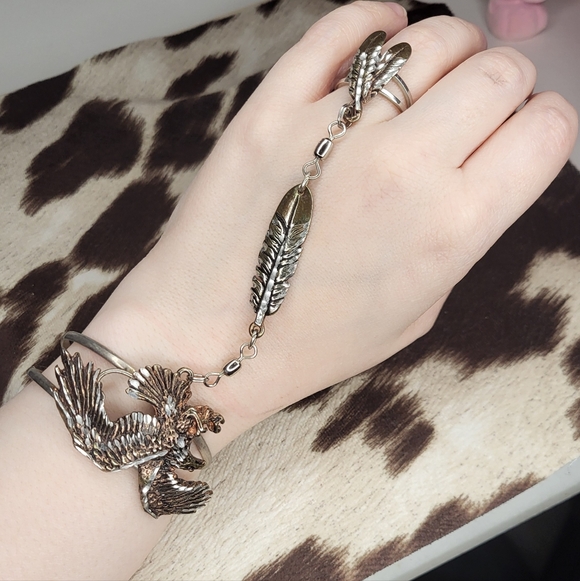 Silver and Bronze Eagle Ring Bracelet - Picture 9 of 9